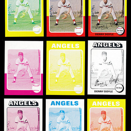 1975 Topps Baseball #187 Denny Doyle 9 Card Progressive Proof 75TBB63