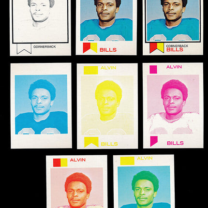 1973 Topps Football #362 Alvin Wyatt 8 Card Progressive Proof 73TFB33