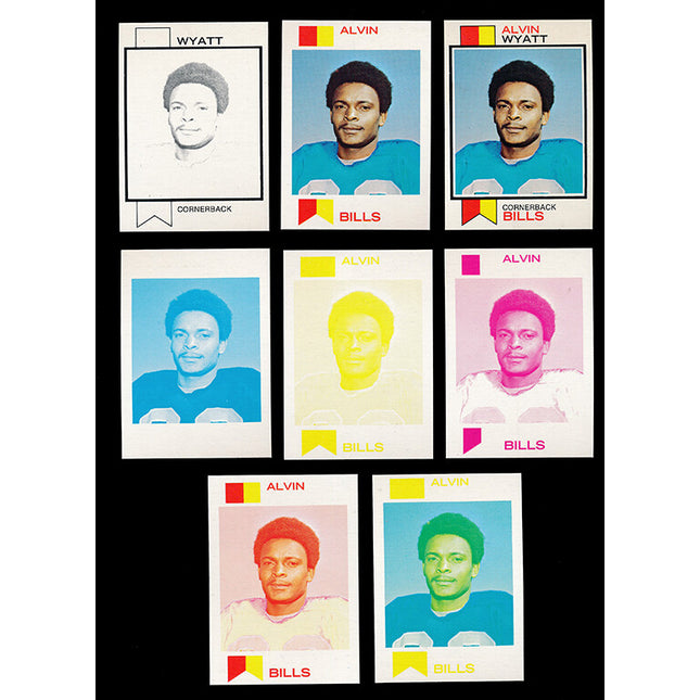 1973 Topps Football #362 Alvin Wyatt 8 Card Progressive Proof 73TFB33
