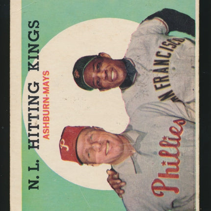 1959 Topps Baseball #317 N.L. Hitting Kings Mays/Ashburn (VG) c04889