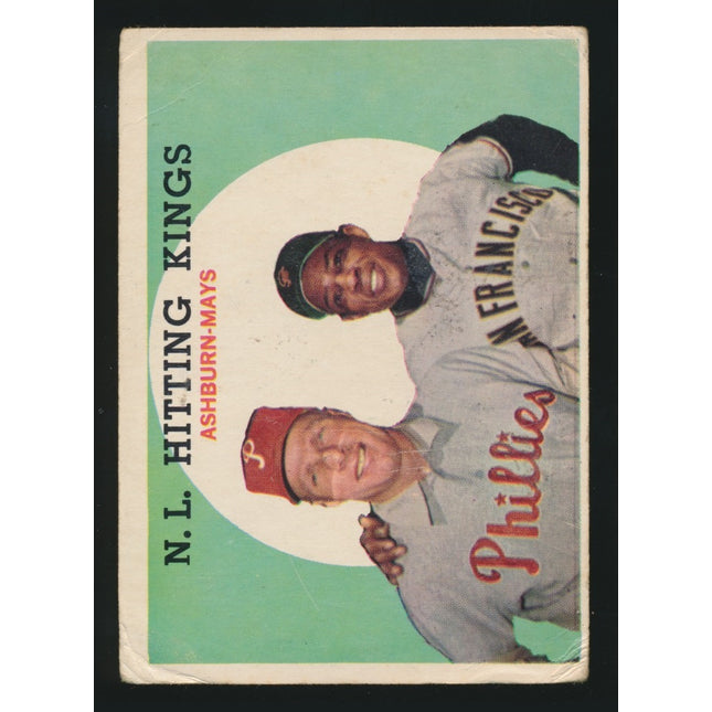 1959 Topps Baseball #317 N.L. Hitting Kings Mays/Ashburn (VG) c04889