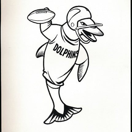 (25) 1960's Manny's Baseball Land Team Caricature Miami Dolphins