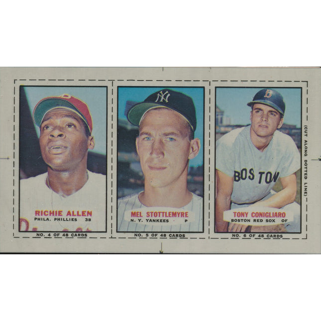 1967 Bazooka Panel #4-6 Acetate Proof Set of 4. R.Allen, Sottlemyre, Conigliaro