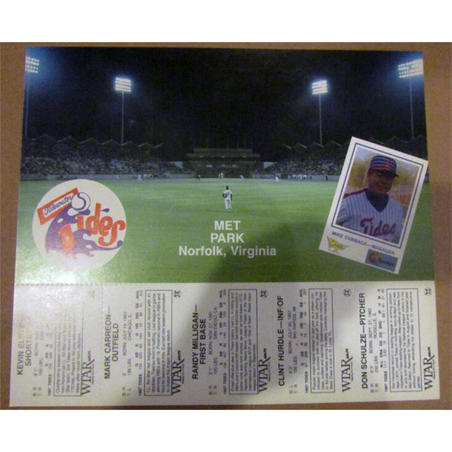 1987 Tidewater Tides Promotional Card Sheet by CANDL (5) Cards RARE (Nrmt) e0066