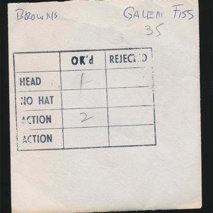 1960's Galen Fiss Topps Original Transparencies (3) Browns w/envelope tp00056