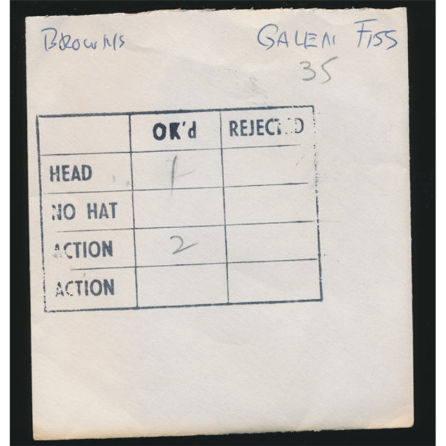 1960's Galen Fiss Topps Original Transparencies (3) Browns w/envelope tp00056