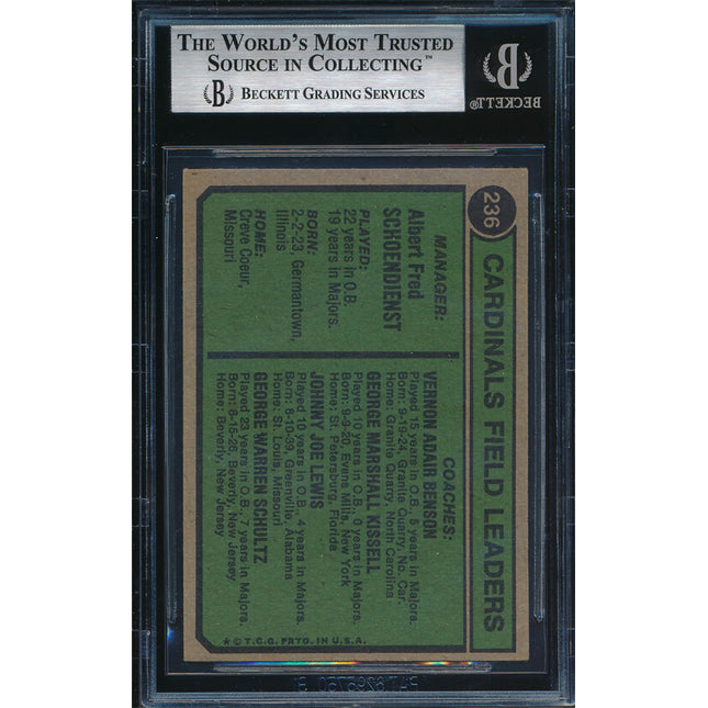 1974 Topps Baseball #236 Red Schorndienst Autographed Beckett Authentic p03183