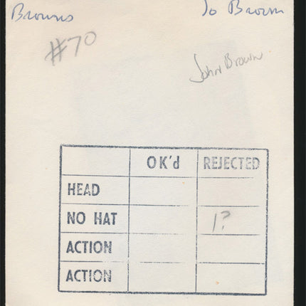 1960's John Brown Topps Original Transparency (1) Browns w/envelope tp00053