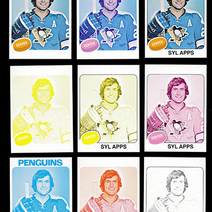 1975 Topps Hockey #130 Syl Apps 11 Card Progressive Proof 75THOC58