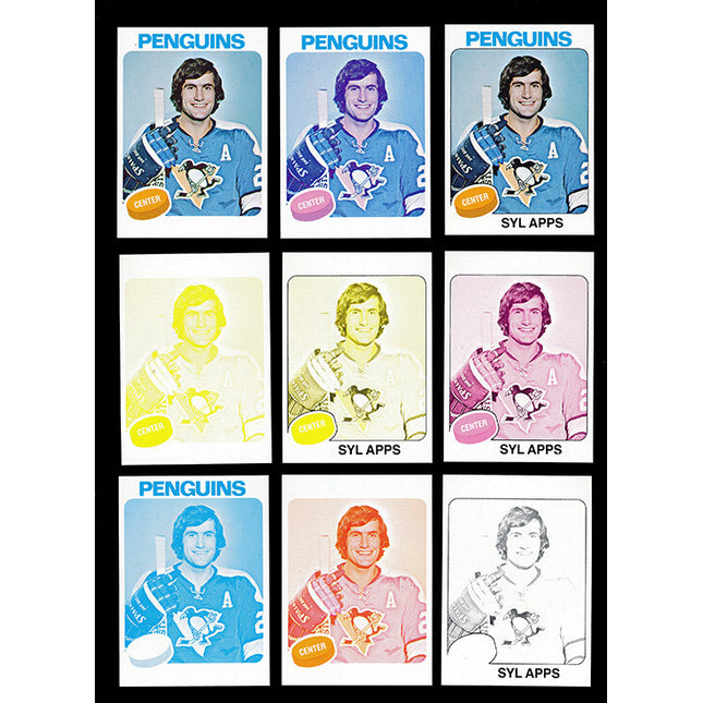 1975 Topps Hockey #130 Syl Apps 11 Card Progressive Proof 75THOC58