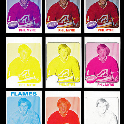 1975 Topps Hockey #308 Phil Myre 11 Card Progressive Proof 75THOC29