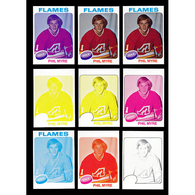 1975 Topps Hockey #308 Phil Myre 11 Card Progressive Proof 75THOC29