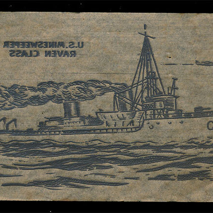 1940's Vintage Paper Iron On U.S. Minesweeper Raven Class Unused (EX) c06077