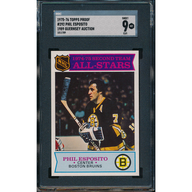 1975/76 Topps Hockey #292 Phil Esposito A.S.11 Card Progressive Proof 75THC03