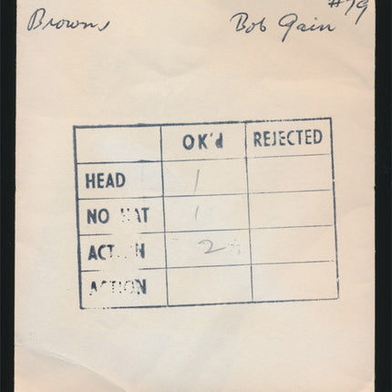 1950's Bob Gain Topps Original Transparencies (3) Browns w/envelope tp00016