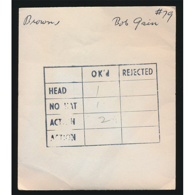 1950's Bob Gain Topps Original Transparencies (3) Browns w/envelope tp00016