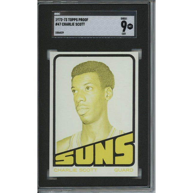 1972 Topps #47 Charlie Scott 9 card progressive proof. 57a