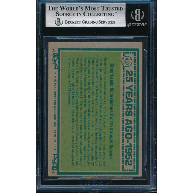 1977 Topps Baseball #437 Ralph Kiner Autographed Beckett Authentic p03169