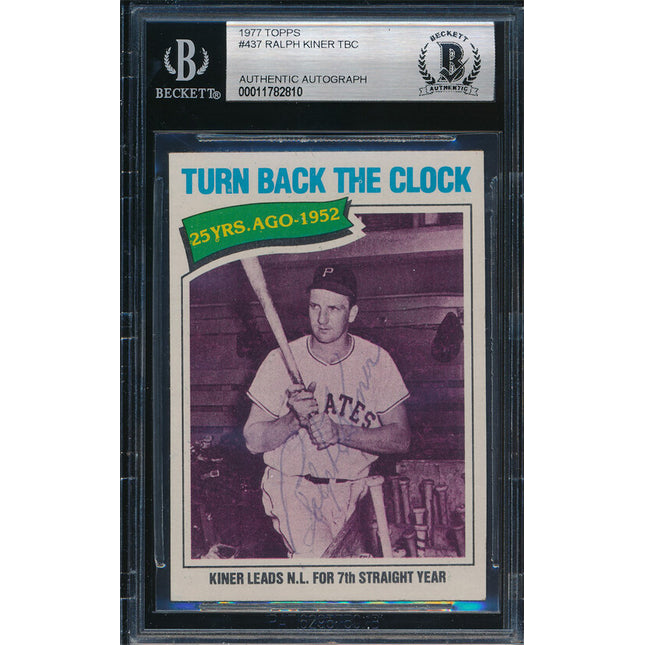 1977 Topps Baseball #437 Ralph Kiner Autographed Beckett Authentic p03203