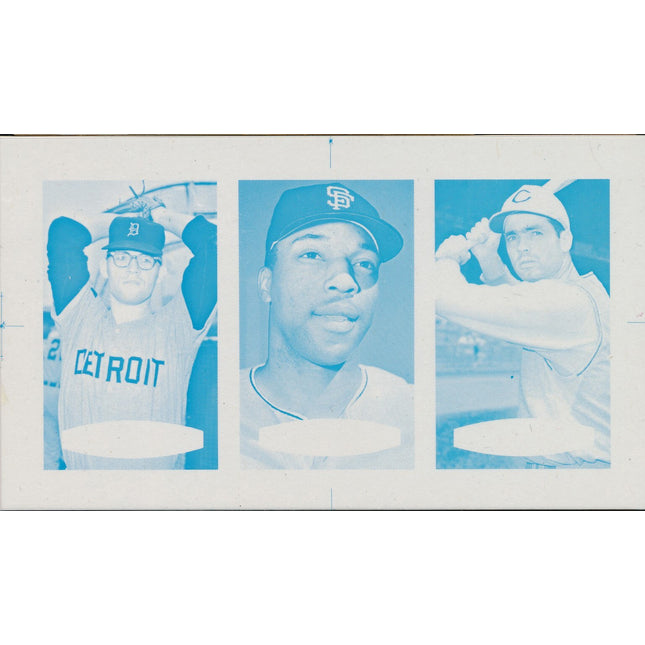 1967 Bazooka Panel #13-15 Acetate Proof Set of 4. McLain, McCovey, Colavito