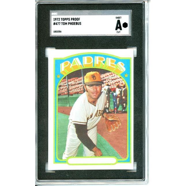 1972 Topps #477 Tom Phoebus 7 card progressive proof. 32a