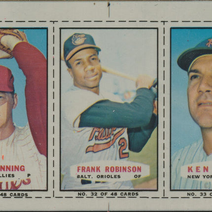 1967 Bazooka Panel #31-33 Acetate Proof Set of 4. Bunning, F.Robinson, K.Boyer