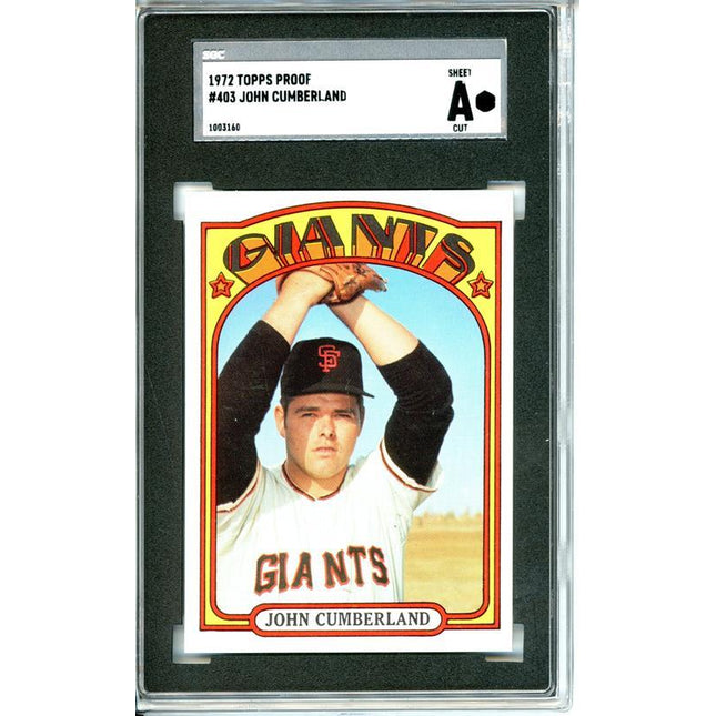 1972 Topps #403 John  Cumberland 6 card progressive proof. 66a