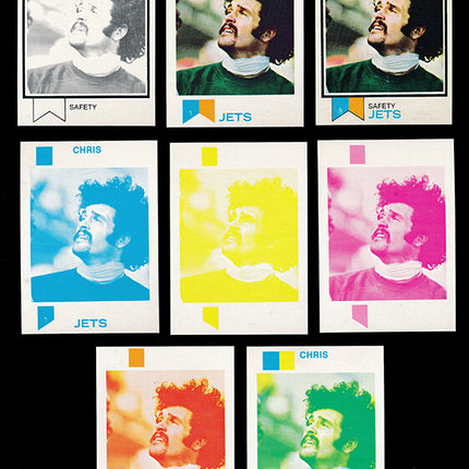 1973 Topps Football #374 Chris Farasopoulos 8 Card Progressive Proof 73TFB25