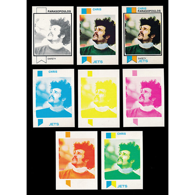 1973 Topps Football #374 Chris Farasopoulos 8 Card Progressive Proof 73TFB25