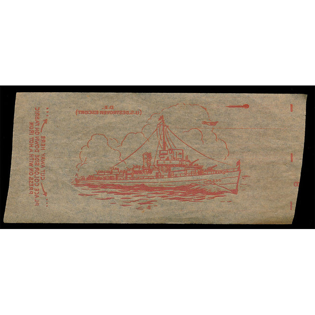 1940's Vintage Paper Iron On U.S.D.E. Destroyer Escort Unused EX c06094