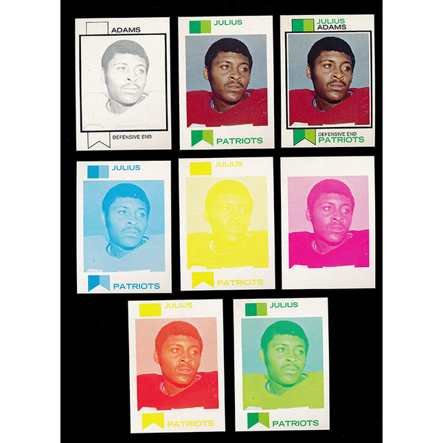 1973 Topps Football #278 Julius Adams 8 Card Progressive Proof 73TFB61