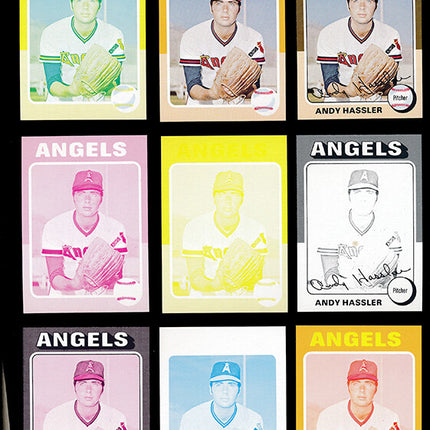 1975 Topps Baseball #261 Andy Hassler 9 Card Progressive Proof 75TBB35