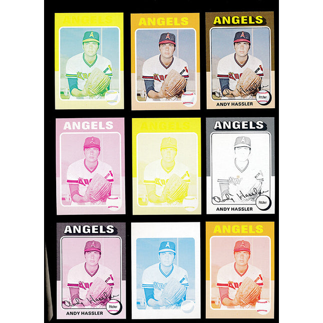 1975 Topps Baseball #261 Andy Hassler 9 Card Progressive Proof 75TBB35
