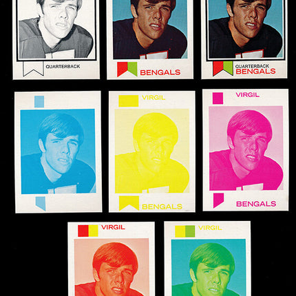 1973 Topps Football #392 Virgil Carter 8 Card Progressive Proof 73TFB54