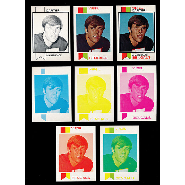 1973 Topps Football #392 Virgil Carter 8 Card Progressive Proof 73TFB54