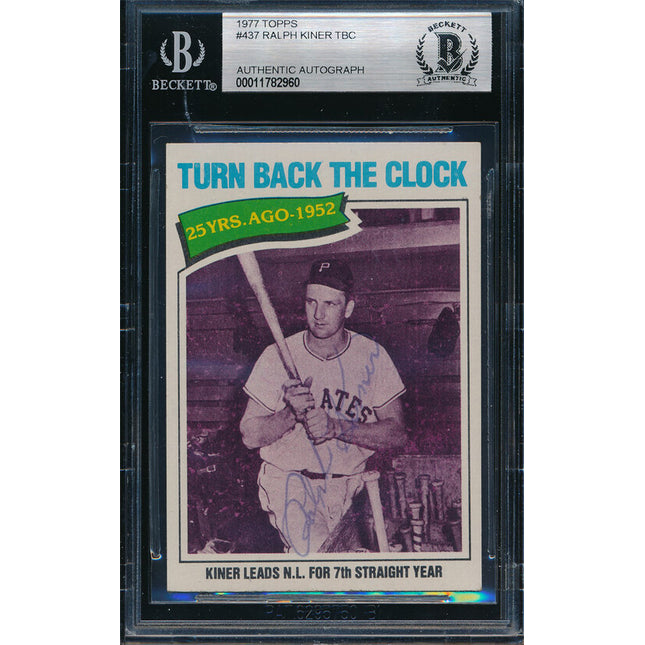 1977 Topps Baseball #437 Ralph Kiner Autographed Beckett Authentic p03169