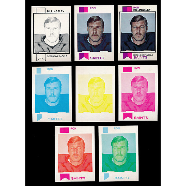 1973 Topps Football #327 Ron Billingsly 8 Card Progressive Proof 73TFB38