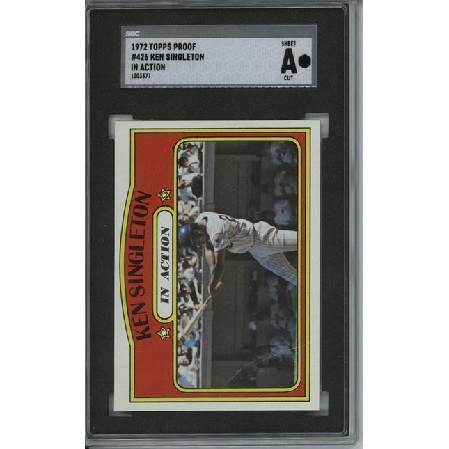 1972 Topps #426 Ken (Action) Singleton 7 card progressive proof. 22a
