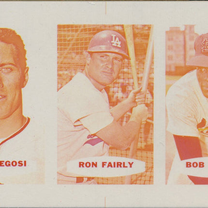1967 Bazooka Panel #19-21 Acetate Proof Set of 4. Fregosi, Fairly, Bob Gibson