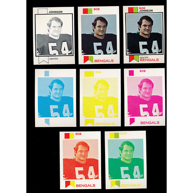 1973 Topps Football #290 Bob Johnson 8 Card Progressive Proof 73TFB45