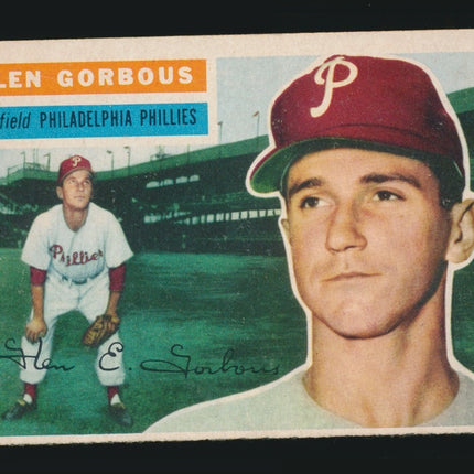 1956 Topps Baseball #174  Glen Gorbous Grey Back Ex+ c05311