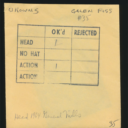 1964 Galen Fiss Topps Original Transparency (1) Browns w/envelope tp00055