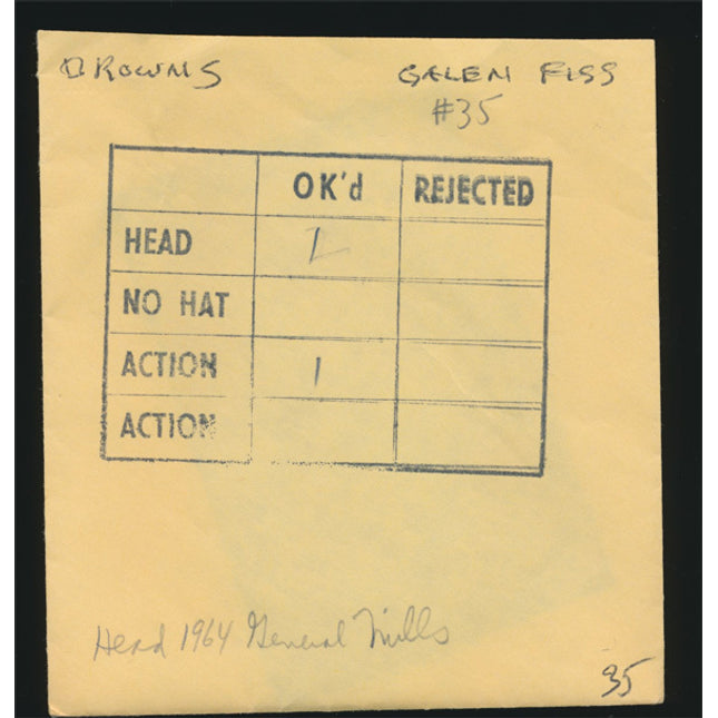 1964 Galen Fiss Topps Original Transparency (1) Browns w/envelope tp00055