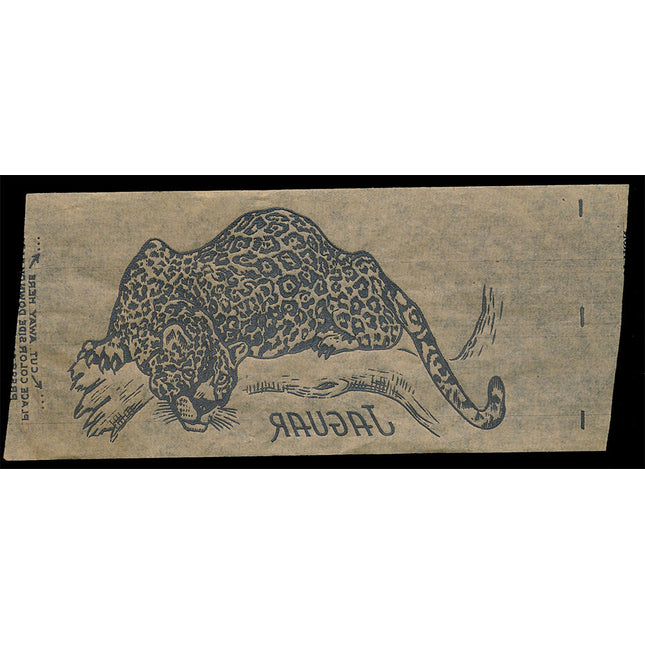 1940's Vintage Paper Iron On Animals Jaguar Unused EX c06103