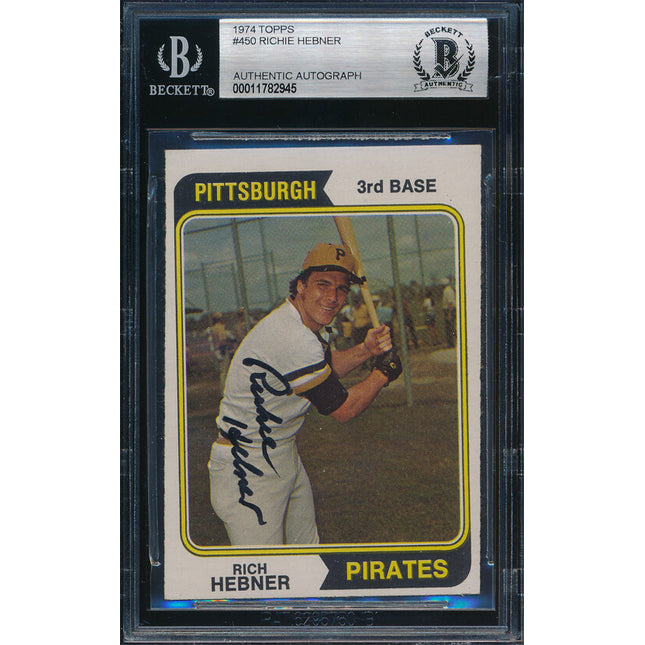 1974 Topps Baseball #450 Rich Hebner Autographed Beckett Authentic p03195
