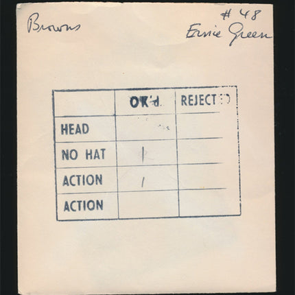 1960's Ernie Green Topps Original Transparency Browns w/envelope tp00005