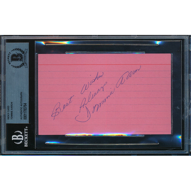Baseball Tommie Aaron Auto Index Card Beckett Authentic p03293