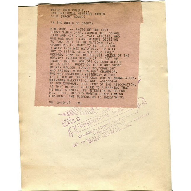 2_16_1928 Mickey Walker and Sabin Carr Type 1 Original Photo a_199