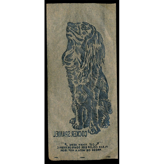 1940's Vintage Paper Iron On Animals Cocker Spaniel Unused EX c06104