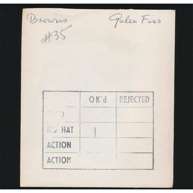 1960's Galen Fiss Topps Original Transparency Browns w/envelope tp00002